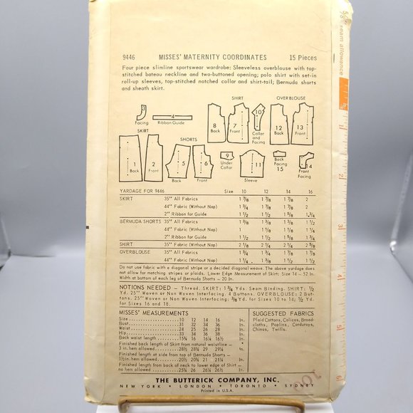 Vintage Sewing PATTERN Butterick 9446, Womens Maternity 1960s Overblouse Top - Picture 2 of 2